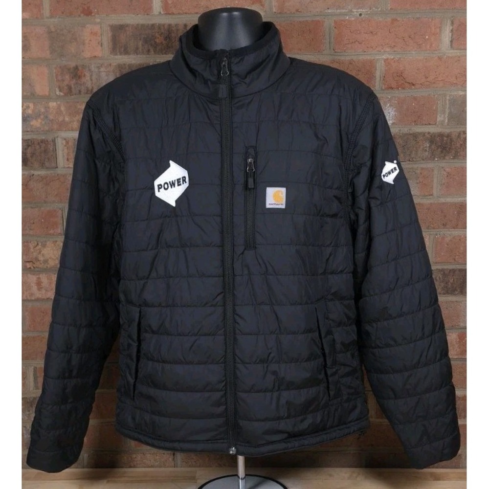 Carhartt Men Jacket L Black Puffer Rain Defender Insulated Relaxed Fit